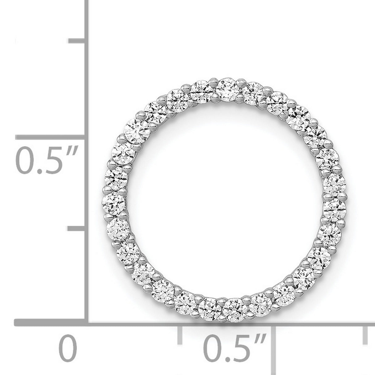 1/2ct Diamond Circle Chain Slide Charm Pendant in Real 14k White Gold