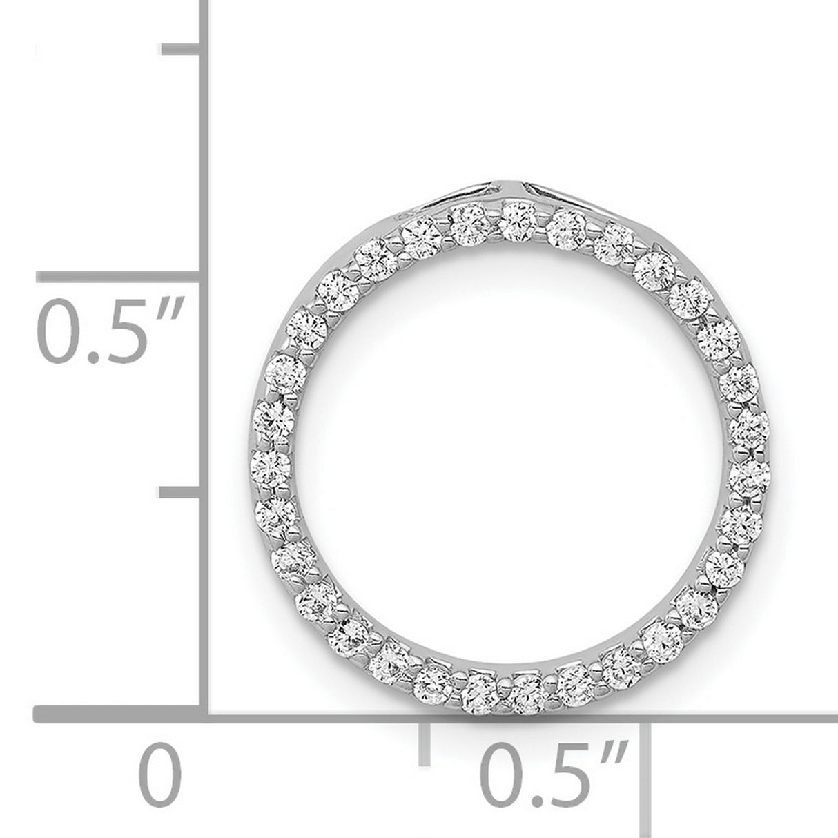 1/4ct Diamond Circle Chain Slide Charm Pendant in Real 14k White Gold