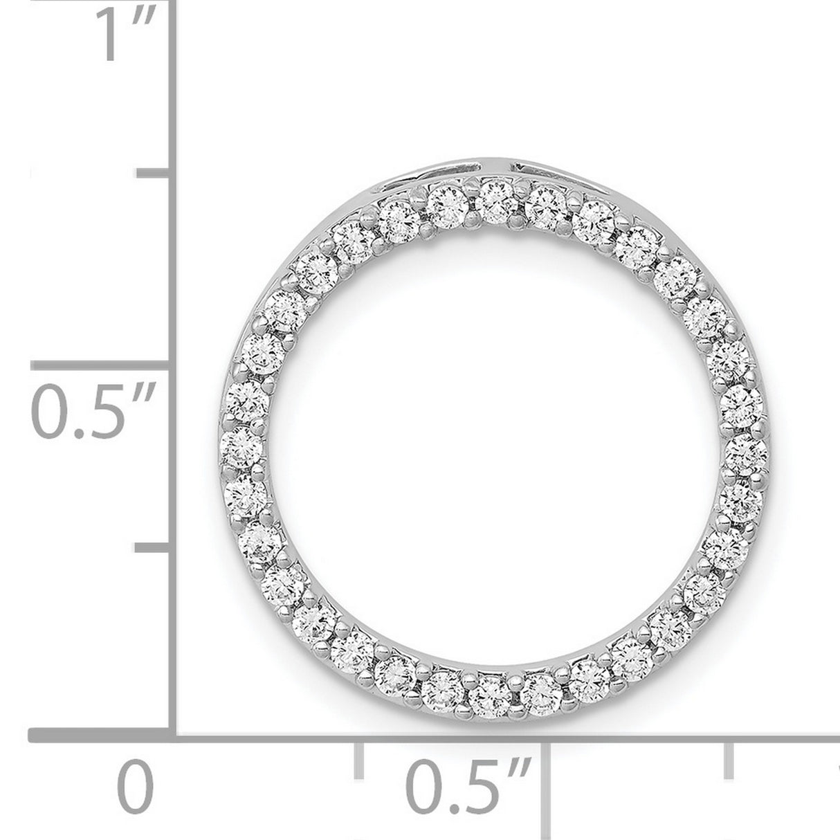 1/2ct Diamond Circle Chain Slide Charm Pendant in Real 14k White Gold