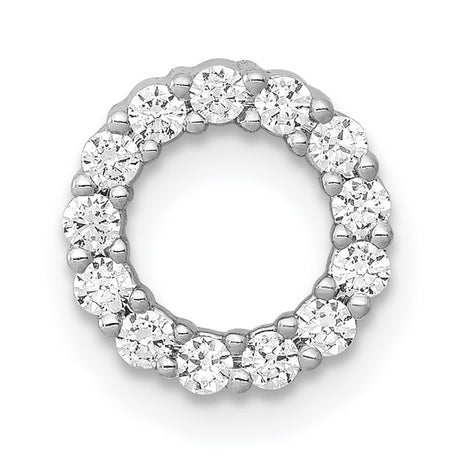 10k White Gold Circle Pendant with Round Cut Diamonds, Open Eternity Symbol