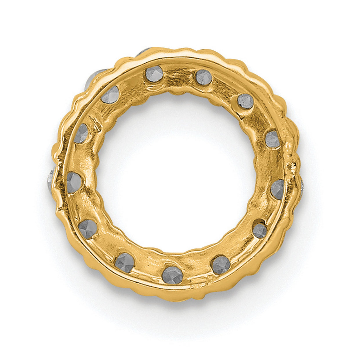 14k Yellow Gold Circle Pendant with Diamond, Open Loop Eternity Charm for Women