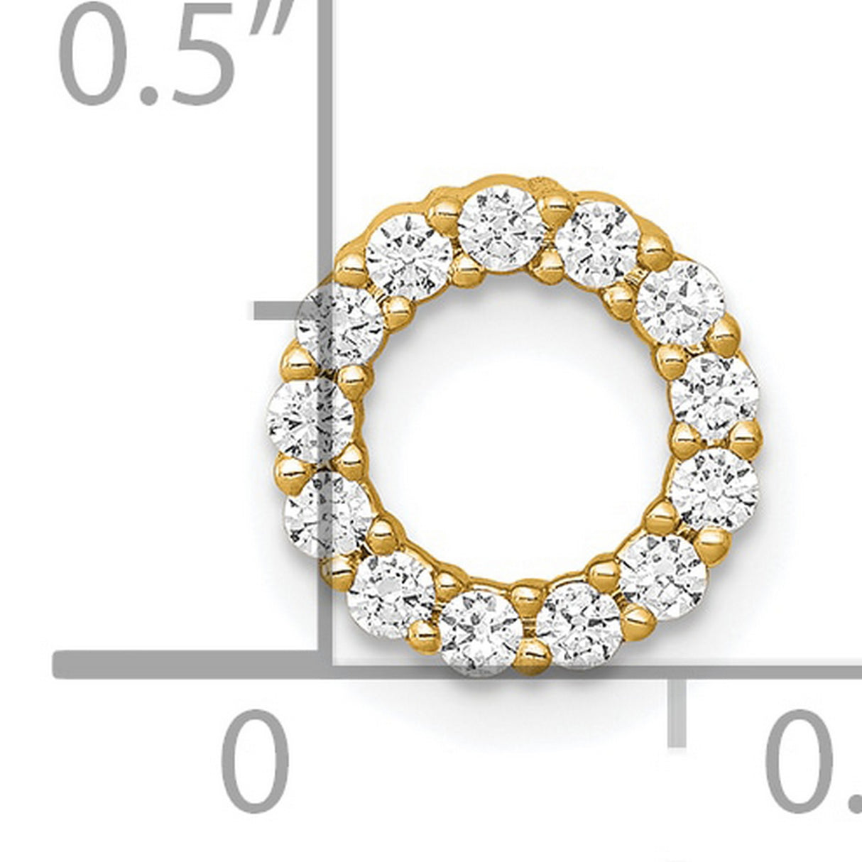 14k Yellow Gold Circle Pendant with Diamond, Open Loop Eternity Charm for Women