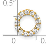 14k Yellow Gold Circle Pendant with Diamond, Open Loop Eternity Charm for Women