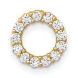 14k Yellow Gold Circle Pendant with Diamond, Open Loop Eternity Charm for Women