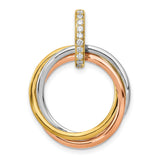 1/10ct Diamond Intertwined Circles Charm Pendant in Real 14k Multi-Tone Gold