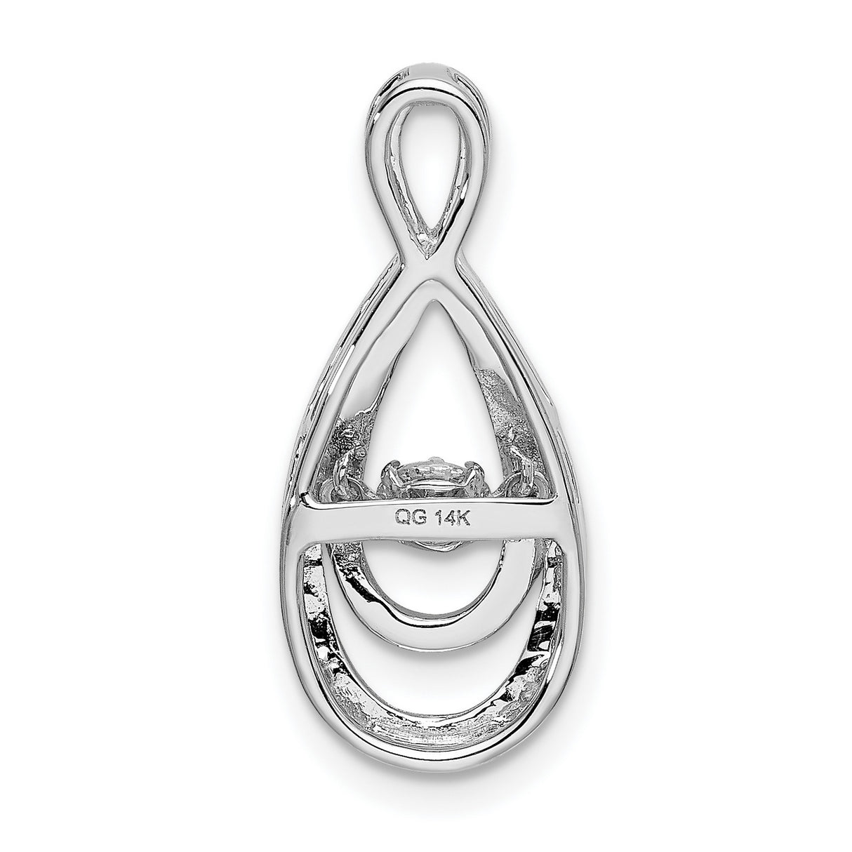 1/4ct Moving Diamond Infinity Slide Chain Slide Charm Pendant in Real 14k White Gold