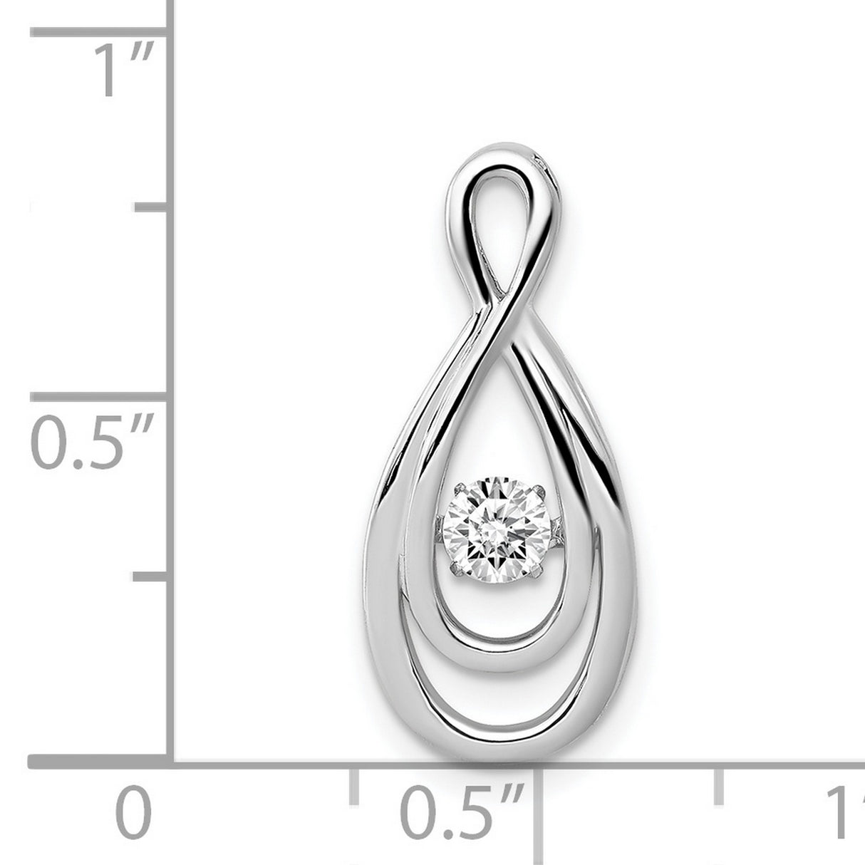 1/4ct Moving Diamond Infinity Slide Chain Slide Charm Pendant in Real 14k White Gold