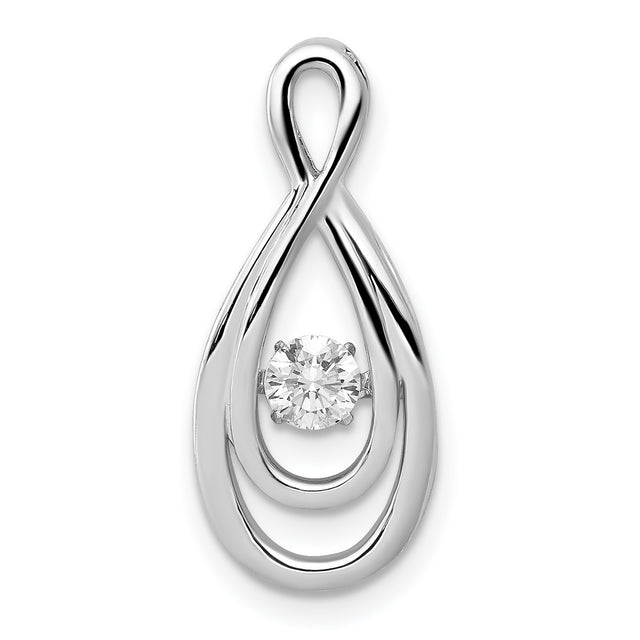 1/4ct Moving Diamond Infinity Slide Chain Slide Charm Pendant in Real 14k White Gold