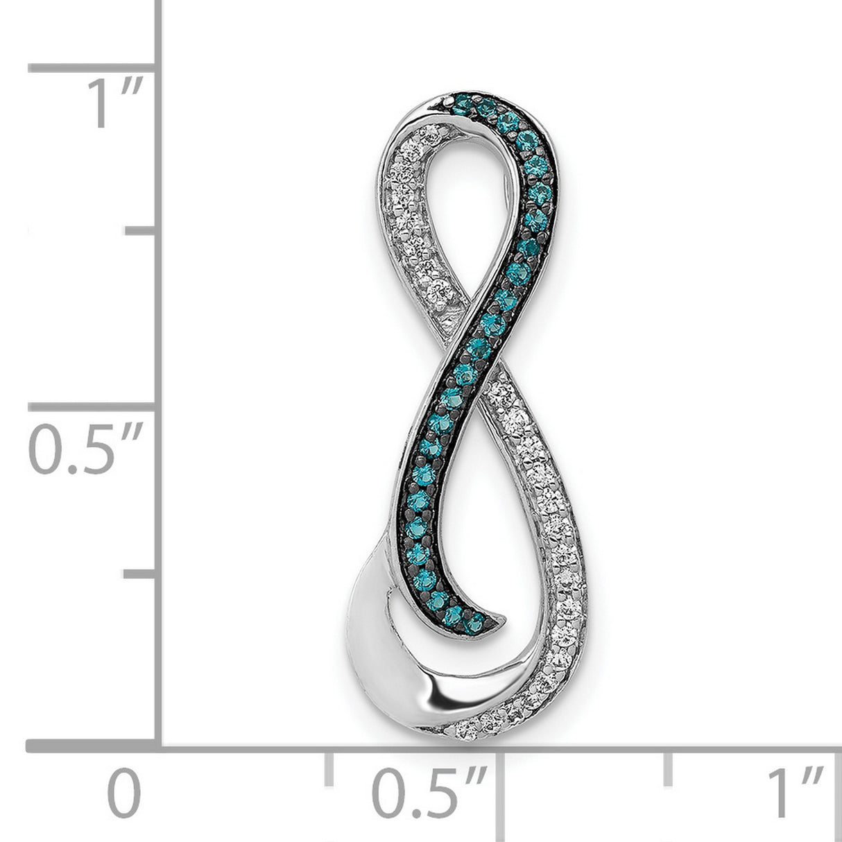 1/5ct Blue Diamond Infinity Chain Slide Charm Pendant in Real 14k White Gold