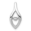 1/10ct Moving Diamond Slide Chain Slide Charm Pendant in Real 14k White Gold