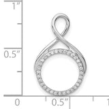 1/10ct Diamond Fancy Circle Chain Slide Charm Pendant in Real 14k White Gold