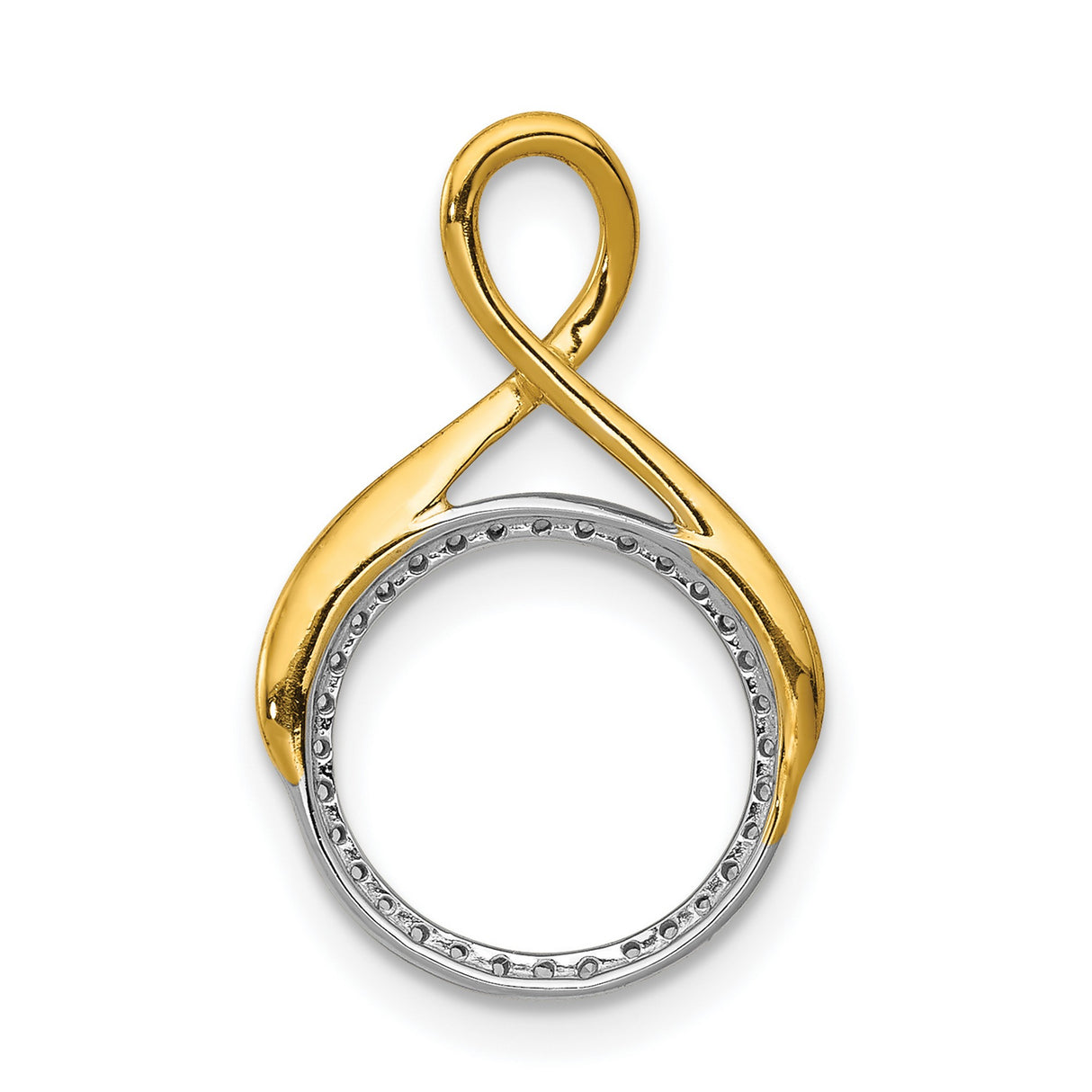 1/10ct Diamond Fancy Circle Chain Slide Charm Pendant in Real 14k Multi-Tone Gold