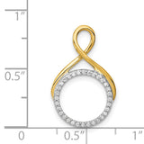 1/10ct Diamond Fancy Circle Chain Slide Charm Pendant in Real 14k Multi-Tone Gold