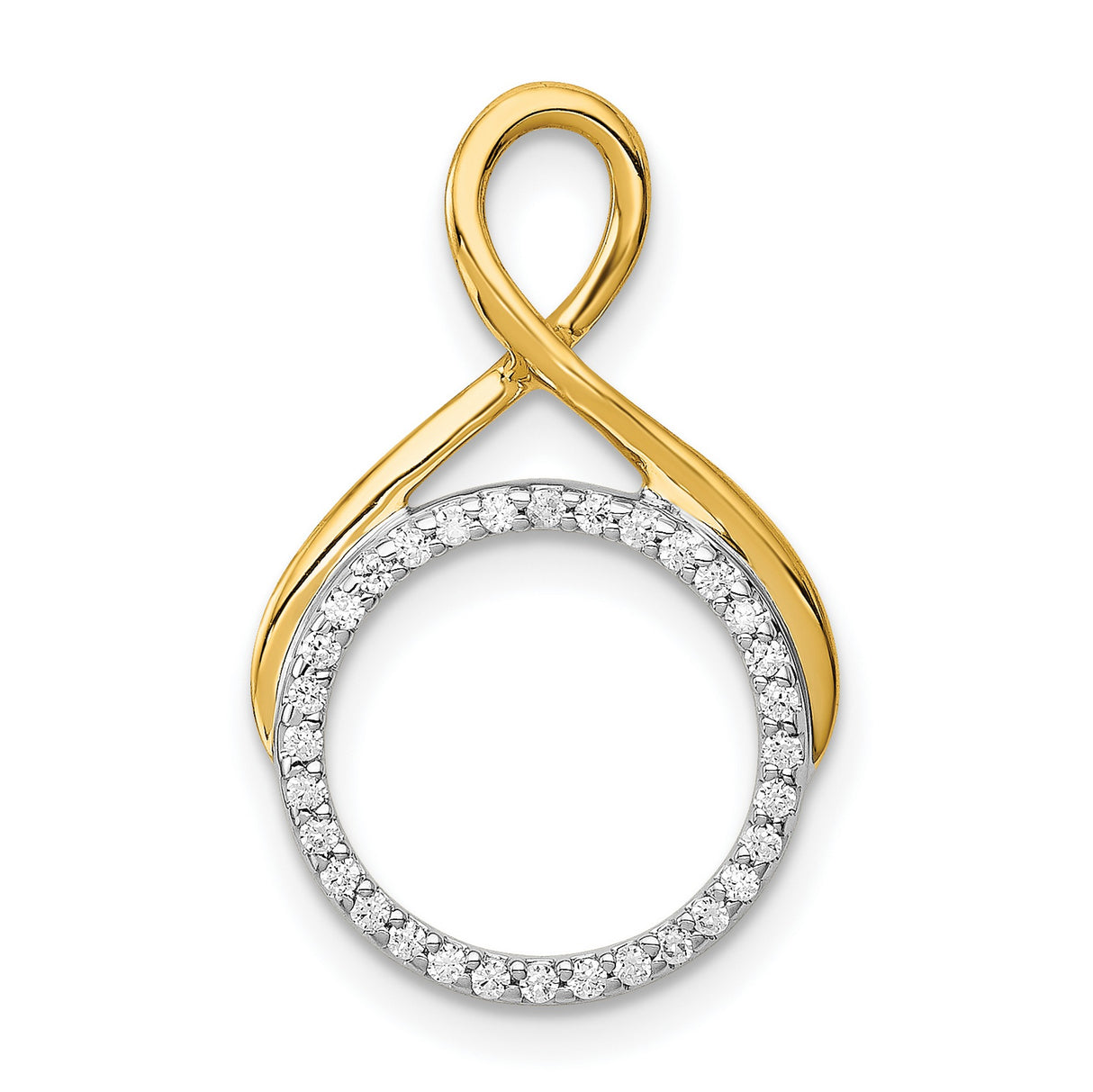 1/10ct Diamond Fancy Circle Chain Slide Charm Pendant in Real 14k Multi-Tone Gold