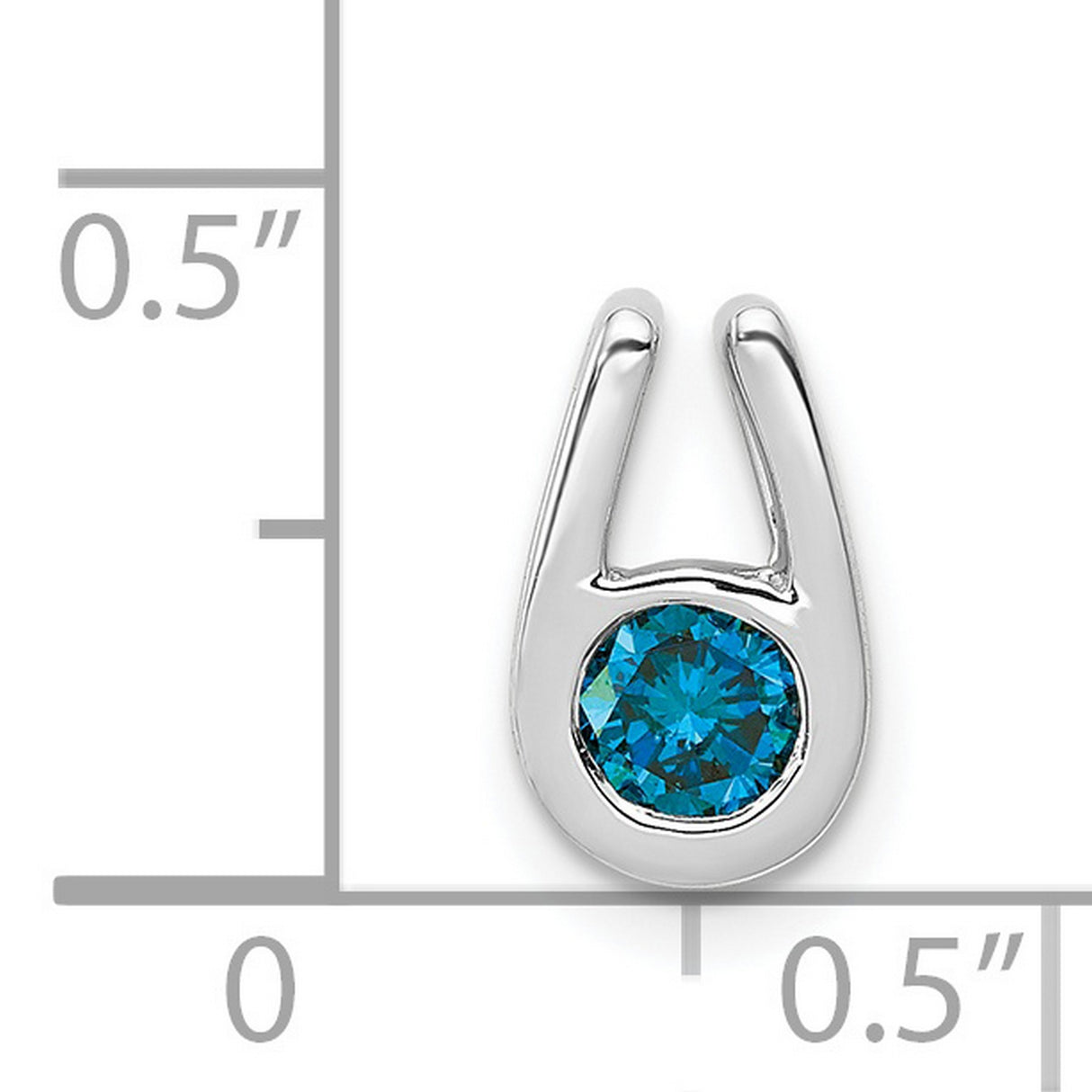 1/4ct Blue Diamond Chain Slide Charm Pendant in Real 14k White Gold