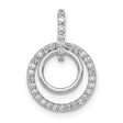 10k White Gold Double Circle Pendant with Pavé Diamond Outer Ring and Smooth Inner Loop