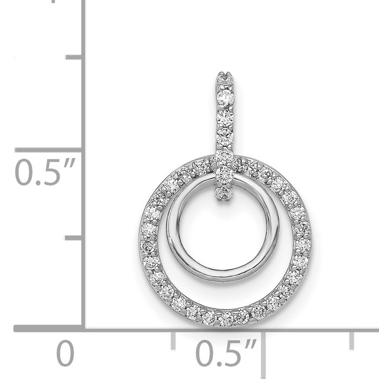 1/4ct Diamond Double Circle Dangle Charm Pendant in Real 14k White Gold