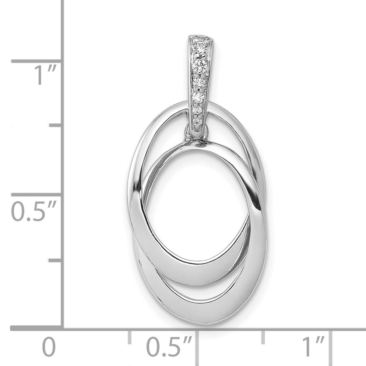 1/20ct Diamond Double Oval Charm Pendant in Real 10k White Gold