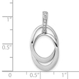 1/20ct Diamond Double Oval Charm Pendant in Real 14k White Gold