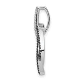 1/3ct White/Black Diamond Intertwined Ovals Charm Pendant in Real 14k White Gold