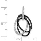 1/3ct White/Black Diamond Intertwined Ovals Charm Pendant in Real 14k White Gold