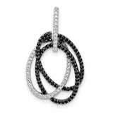 1/3ct White/Black Diamond Intertwined Ovals Charm Pendant in Real 14k White Gold