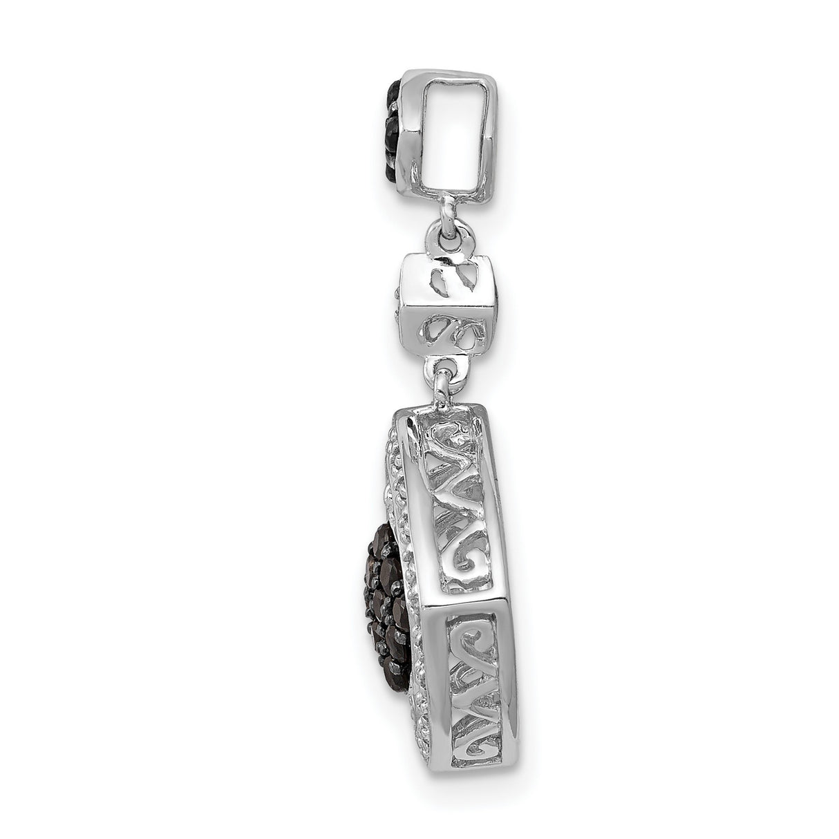 1/4ct White and Blue Diamond Dangle Charm Pendant in Real 14k White Gold