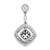 1/4ct White and Blue Diamond Dangle Charm Pendant in Real 14k White Gold