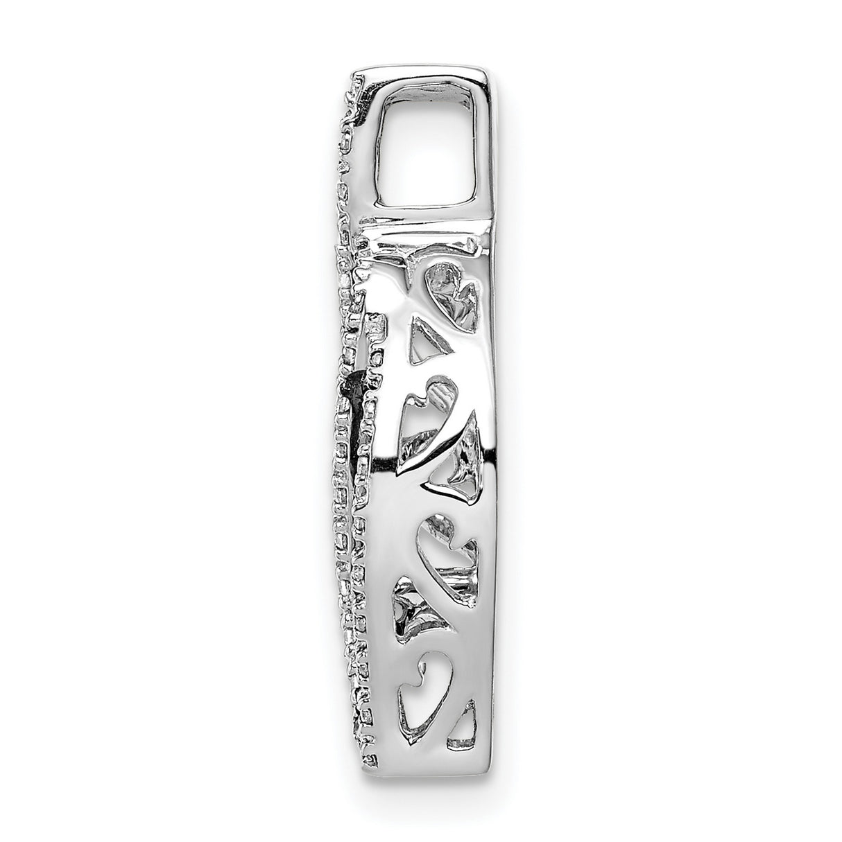 1/3ct White and Black Diamond Fancy Curve Chain Slide Charm Pendant in Real 14k White Gold