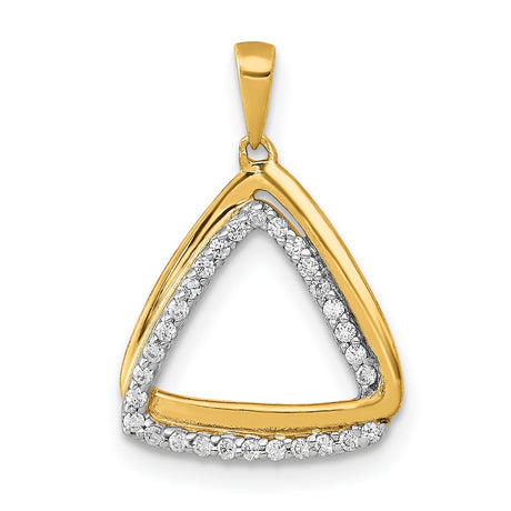 1/6ct Diamond Double Triangle Charm Pendant in Real 14k Yellow Gold