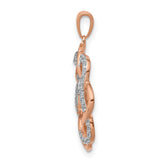 1/5ct Diamond Twisted Charm Pendant in Real 14k Rose Gold