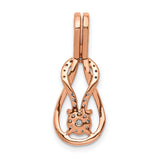 1/6ct Diamond Square Knot Slide Chain Slide Charm Pendant in Real 14k Rose Gold