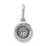 14k White Gold Drop Earrings with Blue and White Diamonds, Halo Round Pendant Design