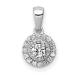 1/4ct Diamond Round Halo Cluster Charm Pendant in Real 14k White Gold