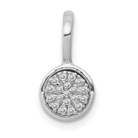 1/10ct Diamond Circle Cluster Charm Pendant in Real 10k White Gold