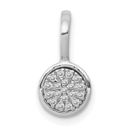 1/10ct Diamond Circle Cluster Charm Pendant in Real 14k White Gold