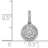 1/4ct Diamond Round Halo Cluster Charm Pendant in Real 14k White Gold