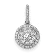 1/4ct Diamond Round Halo Cluster Charm Pendant in Real 14k White Gold