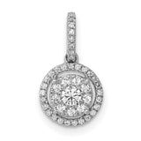 1/4ct Diamond Round Halo Cluster Charm Pendant in Real 14k White Gold