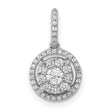 1/3ct Diamond Round Halo Cluster Charm Pendant in Real 14k White Gold