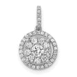 1/2ct Diamond Round Halo Cluster Charm Pendant in Real 14k White Gold