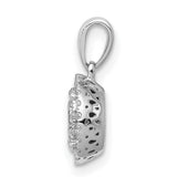 1/3ct Diamond Round Halo Cluster Charm Pendant in Real 14k White Gold