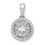 1/3ct Diamond Round Halo Cluster Charm Pendant in Real 14k White Gold