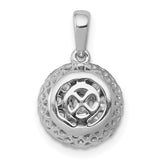 1/2ct Diamond Round Halo Cluster Charm Pendant in Real 14k White Gold