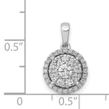 1/2ct Diamond Round Halo Cluster Charm Pendant in Real 14k White Gold