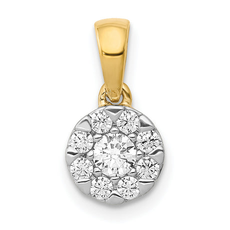 1/3ct Diamond Circle Cluster Charm Pendant in Real 14k Yellow Gold