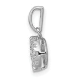 14k White Gold Floral Cluster Diamond Pendant, Prong-Set Round Diamonds, Classic Style for Women