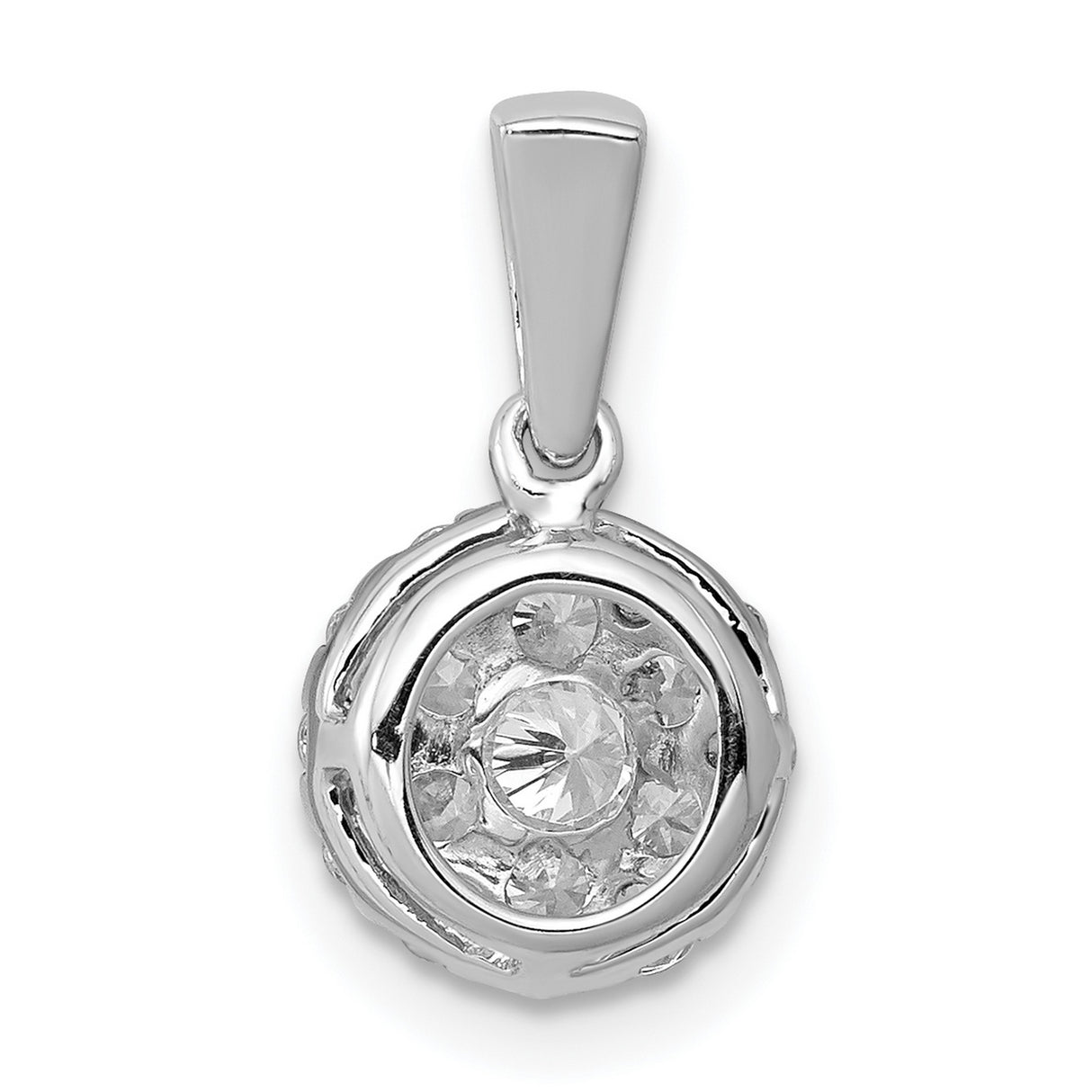 14k White Gold Floral Cluster Diamond Pendant, Prong-Set Round Diamonds, Classic Style for Women