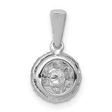 14k White Gold Floral Cluster Diamond Pendant, Prong-Set Round Diamonds, Classic Style for Women
