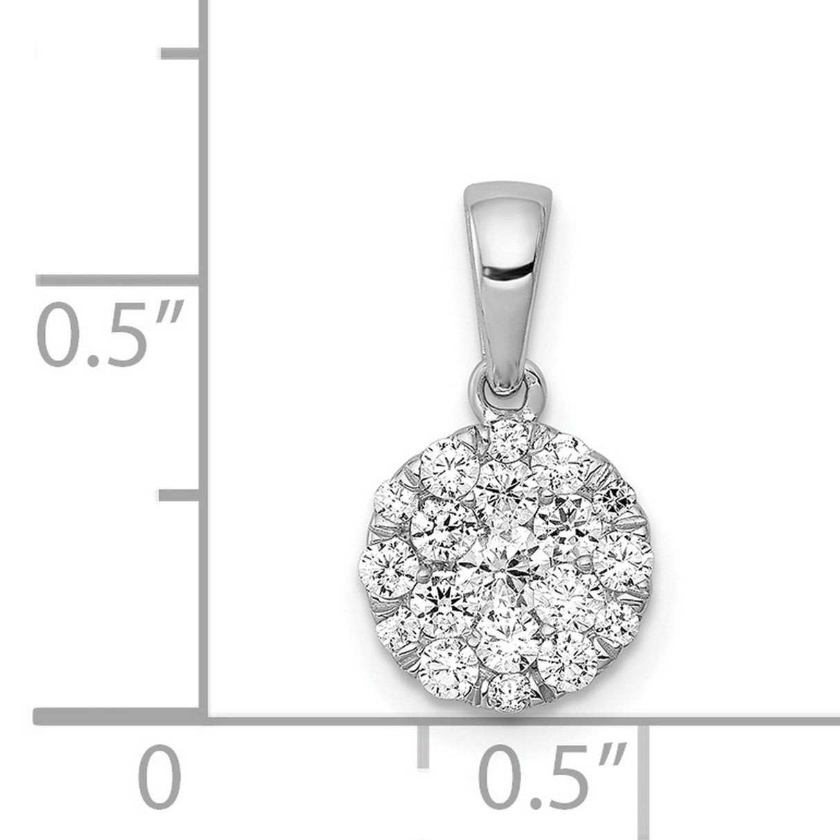14k White Gold Floral Cluster Diamond Pendant, Prong-Set Round Diamonds, Classic Style for Women